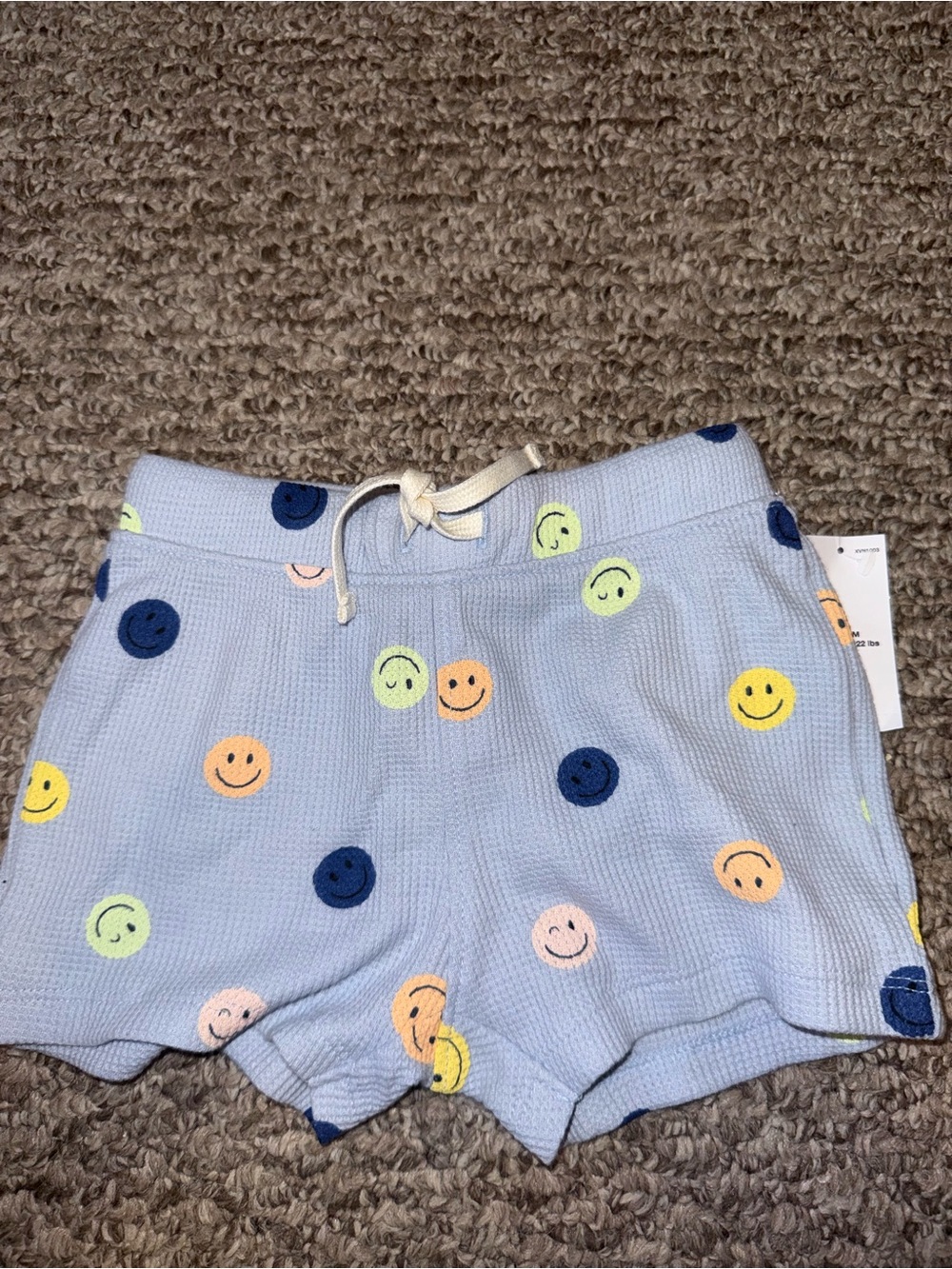 Old Navy Light Blue Smiley Face Knit Shorts (6-12m)